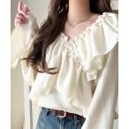 ブラウス シャツ 「予約受付中」「mily bilet」大人の甘さがちょうどいい♪オフショル2wayキャンディースリーブカシュクールブラウス（長袖）