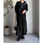 ワンピース 「WEB限定」異素材切替ニットワンピース