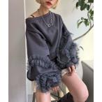 tシャツ チュールフリルスウェット レディース
