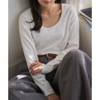 tシャツ 「 M L XL 選べるサイズ 」 「 裏微起毛 」 深Uネック細リブ長袖Tシャツ レディース