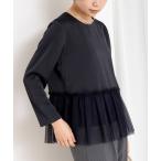 ブラウス シャツ ウォッシャブルオトナサテンペプラムブラウス レディース