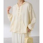 ショッピングレースアップ ブラウス シャツ レースアップアノラック レディース