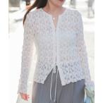 カーディガン ウォッシャブルストレッチレース両前カーディガン レディース