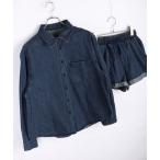 セットアップ デニムシャツ ＆ デニムショートパンツ セットアップ レディース
