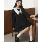 ワンピース スカラップビックカラーワンピース