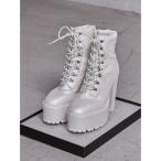 ブーツ shiny lace upタンクソールショートブーツ レディース