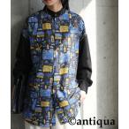 ショッピング柄 ブラウス シャツ 街柄 切替えシャツ レディース メンズ