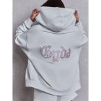 パーカー NEW BACK GYDAラインストーンラメパーカー レディース