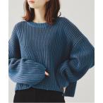 ショッピングacro 「acro」 長袖ニット フリ- ブルー レディース