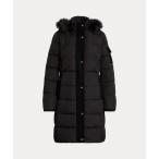 ショッピングラルフ ダウンコート ダウンジャケット フェイクファートリム フーデッド ダウン コート レディース