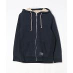 「Abercrombie&Fitch」 ワンポイントジップアップパーカー M ネイビー メンズ