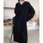 ワンピース ニットフーディーロングワンピ