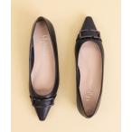 パンプス スクエアバックル　フラットシューズ