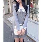 ショッピングカフス ワンピース シャツドッキングニットワンピース