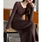 「Eclat one」 ニットワンピース FREE ブラウン レディース