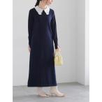 ショッピングニットワンピース ワンピース レース衿ニットワンピース