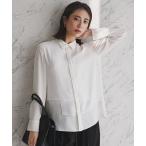 ブラウス シャツ BackSatinAmunzen  異素材デザイン シャツブラウス レディース