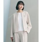ジャケット ノーカラージャケット 「セレモニー」ダブルフェイスジャージー ZIPアウター レディース