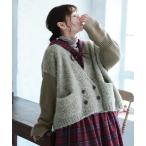 カーディガン クルミの切り替えカーディガン レディース