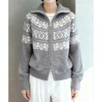 ニット セーター ノルディック柄ジップアップニット レディース
