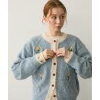 ショッピングレトロ カーディガン バイカラーフラワーニットカーディガン レディース