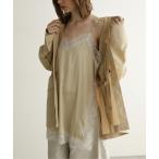 キャミソール ウエーブレースサテンキャミソール