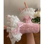アームカバー G 12A1-TJ レースフリル リボン ニットアームウォーマー 推し活 ロリータ ボリューム レディース