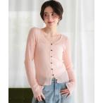 カーディガン UVケア/ウォッシャブルシアーリブニットカーディガン レディース