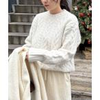 ショッピング柄 ニット セーター ふわふわ柄編みニットプルオーバー レディース