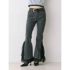 ショッピングスタッズ ジーンズ デニム デニムパンツ レースドッキングスタッズフレアデニムパンツ レディース