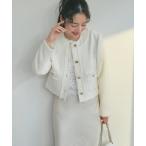 ジャケット ノーカラージャケット 「ON・OFF兼用」ファンシーツイードクロップドジャケット レディース