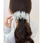 ヘアクリップ pur chouchou/シアー ドット柄 リボン バナナクリップ P4536