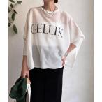 ショッピングポンチョ ニット セーター シアー天竺ロゴポンチョニット レディース