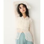 tシャツ レースパッチワーク衿付きカーディガン レディース