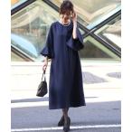 ショッピング卒業式 ワンピース 「喪服・礼服」フォーマルワンピース 3WAYリボン付き フレアスリーブ 長袖 Aライン ロング丈 ブラックフォーマル セレモニー 卒業式