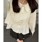 ブラウス シャツ シャーリングペプラムブラウス レディース