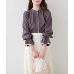 ブラウス シャツ 配色パイピングタックブラウス レディース