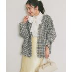 ジャケット ノーカラージャケット 「オケージョン対応」ツィード金ボタンジャケット レディース