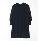 「INDIVI」 長袖ワンピース - ネイビー レディース