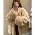 ショッピングカフス コート アウター フェイクファービッグカフスコート レディース