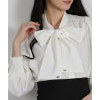 ブラウス シャツ ゴールドプレート ボウタイリボン ブラウス レディース