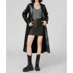 トレンチコート コート ロング丈レザートレンチコート レディース