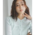 ニット セーター ヨーク切替ポロニット レディース