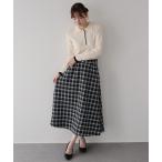 ショッピングツイード スカート ツイードチェックフレアスカート