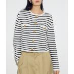 カーディガン クルーネックツイードライク