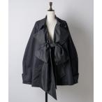 ショッピングリボン トレンチコート コート カーブスリーブボウタイリボンショートトレンチ レディース