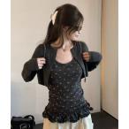  выставить off плечо цветок майка + кардиган ( две части ) женский 