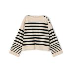 ショッピングボーダー ニット セーター パネルボーダー ボートネックプルオーバー レディース