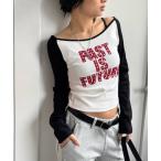 tシャツ スタースタッズラグランロゴトップス レディース