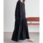 ワンピース 異素材切替段ボールスウェットワンピース